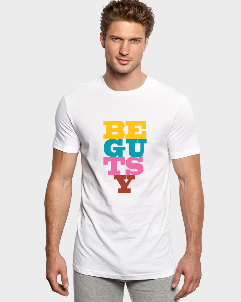 Men's Typography Printed Premium Cotton Biowash T-Shirt Be Gutsy
