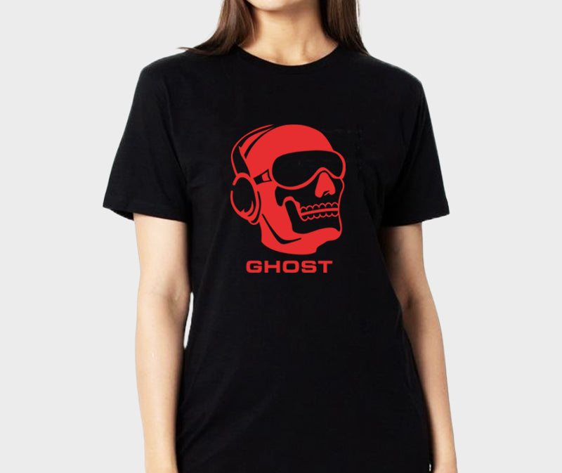 Women's Graphic Printed Premium Cotton Biowash T-Shirt - Ghost Call of Duty Graphic Unisex Tee