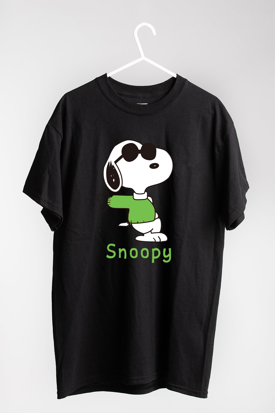 Men's Oversized Graphic Printed Premium Black Cotton Biowash Half Sleeves T-Shirt - Cool Snoopy Standing Graphic Unisex Tee