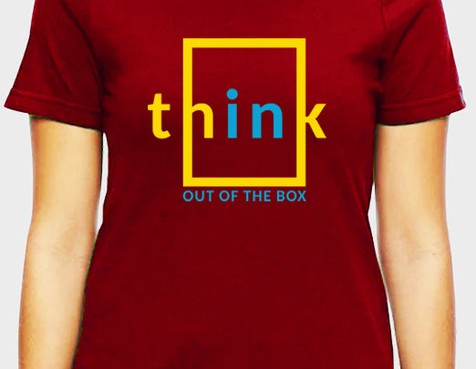 Women's Graphic Printed Premium Cotton Biowash Maroon color T-Shirt - Think Out Of The Box Graphic Unisex Tee