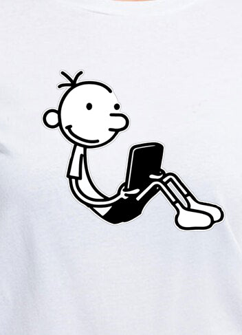 Women's Graphic Printed Cotton Biowash T-Shirt - Unisex, Regular Fit, Round Neck, Half Sleeves - Funny Wimpy Kid Graphic Tee