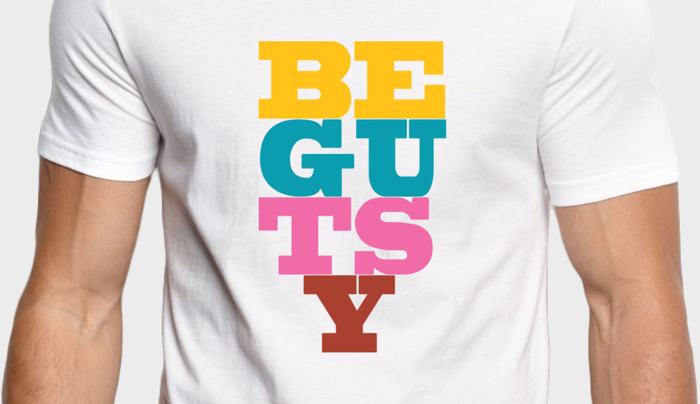 Men's Typography Printed Premium Cotton Biowash T-Shirt - Be Gutsy Typography Unisex Tee