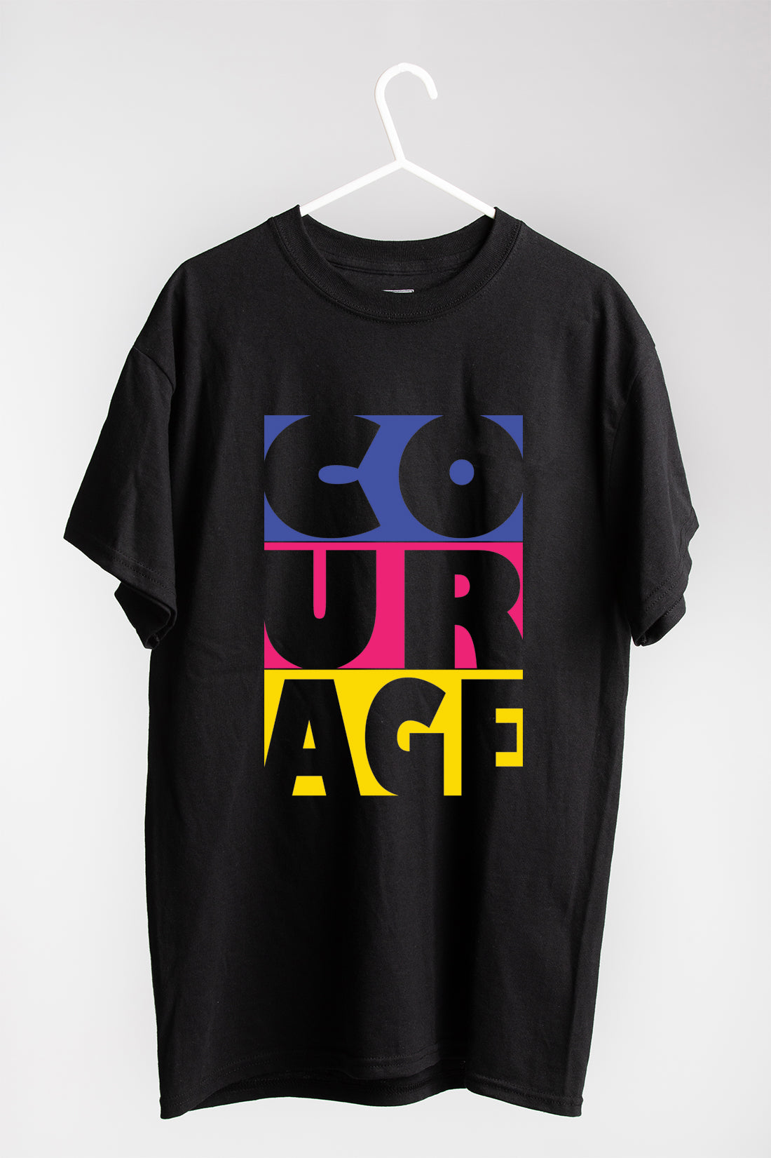 Women's Oversized Graphic Printed Premium Cotton Biowash T-Shirt - Courage Typography Unisex Tee