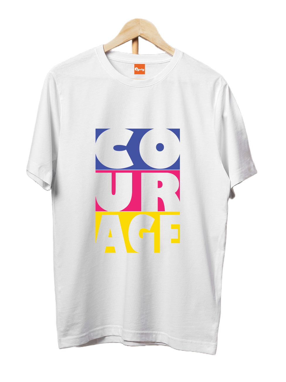 Men's Oversized Typography Printed Premium Cotton Biowash Half Sleeves T-Shirt - Courage Typography T-Shirt