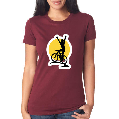 Women's Graphic Printed Premium Cotton Biowash Half Sleeves T-Shirt - Unisex, Regular Fit, Round Neck - Bicycle Winner Graphic