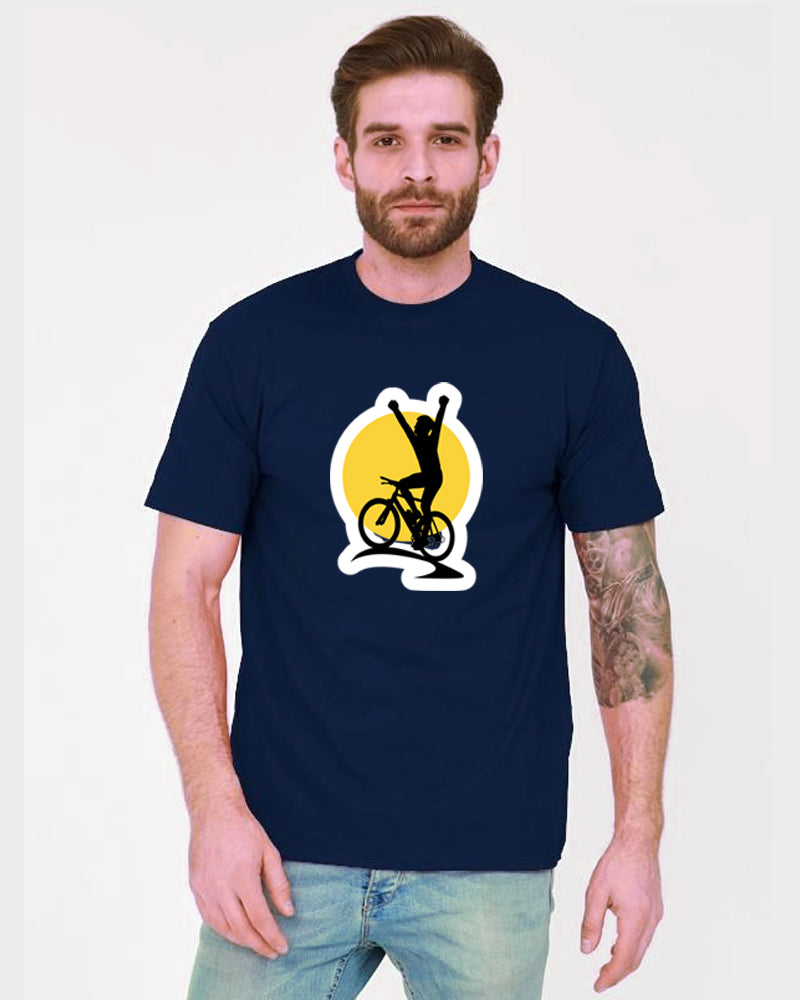 Men's Graphic Printed Premium Cotton Biowash T-Shirt - Bicycle Winner Graphic Unisex Tee