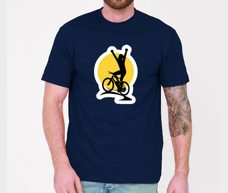 Men's Graphic Printed Premium Cotton Biowash T-Shirt - Bicycle Winner Graphic Unisex Tee