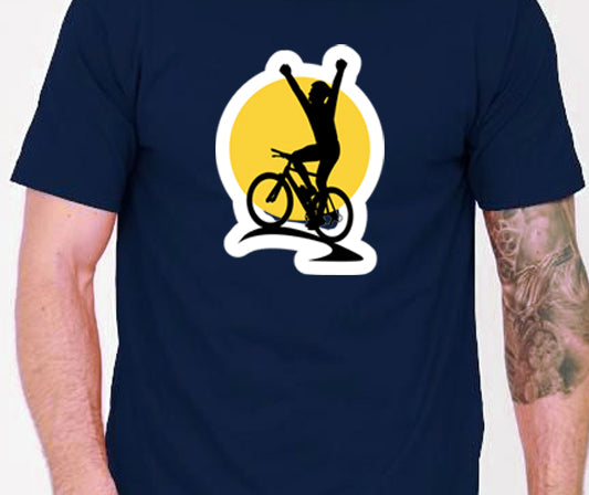 Men's Graphic Printed Premium Cotton Biowash T-Shirt - Bicycle Winner Graphic Unisex Tee