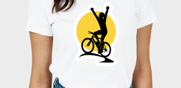 Women's Graphic Printed Premium Cotton Biowash Half Sleeves T-Shirt - Unisex, Regular Fit, Round Neck - Bicycle Winner Graphic