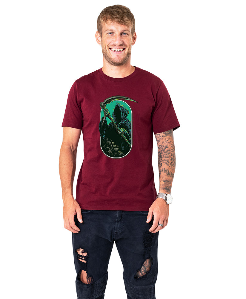 Men's Graphic Printed Premium Cotton Biowash Half Sleeves T-Shirt - Devil with Axe Graphic