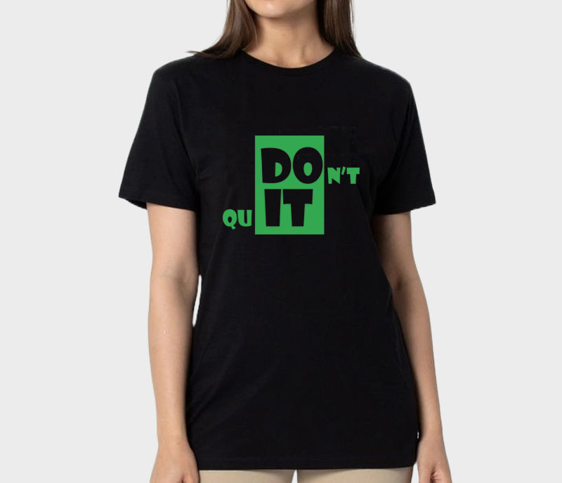 Women's Graphic Printed Premium Cotton Biowash T-Shirt Maroon and Black Color - Dont Quit Graphic Unisex Tee