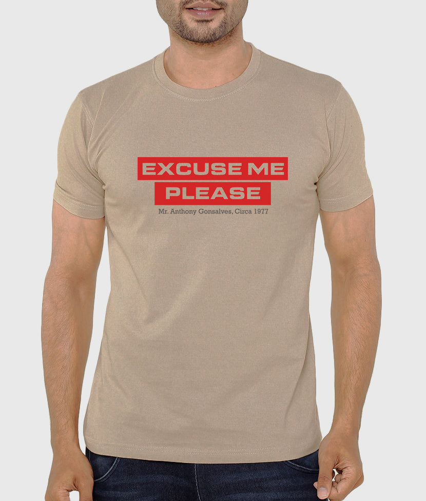 Men's Typography Printed Premium Cotton Biowash T-Shirt - Excuse Me Please Typography Unisex Tee