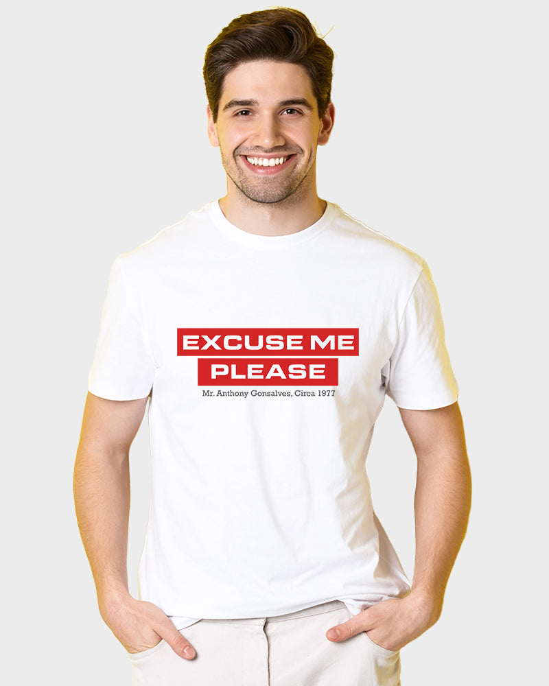 Men's Typography Printed Premium Cotton Biowash T-Shirt - Excuse Me Please Typography Unisex Tee