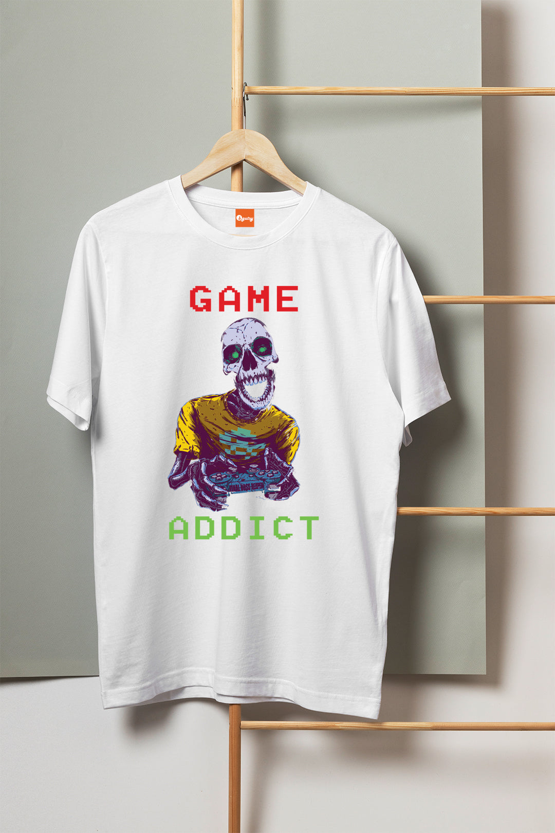 Men's Oversized Graphic Printed Premium Cotton Biowash Half Sleeves T-Shirt - Game Addict Graphic