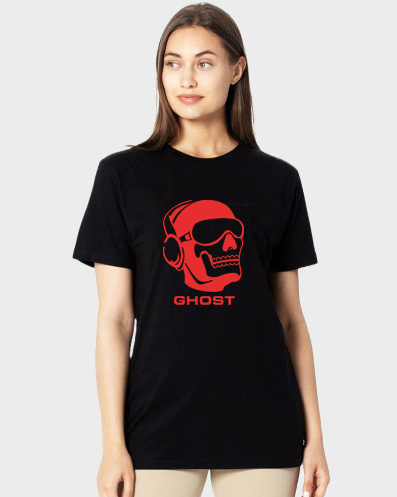 Women's Graphic Printed Premium Cotton Biowash T-Shirt - Ghost Call of Duty Graphic Unisex Tee