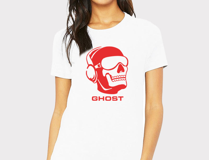 Women's Graphic Printed Premium Cotton Biowash T-Shirt - Ghost Call of Duty Graphic Unisex Tee