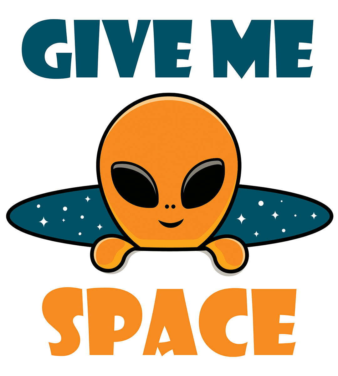 Men's Graphic Printed Premium Cotton Biowash White T-Shirt - Give me Space with Cute Alien Graphic Unisex Tee