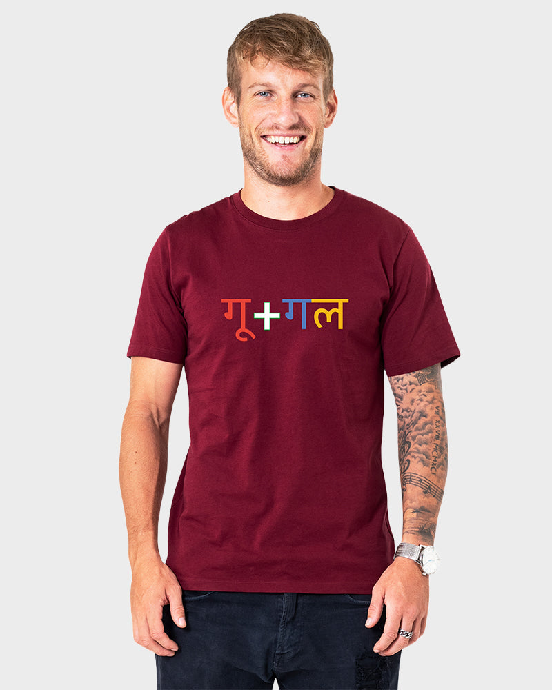 Men's Typography Cotton T-Shirt - Premium Cotton Biowash, Regular Fit, Round Neck, Half Sleeves - Google Hindi Funny Typography