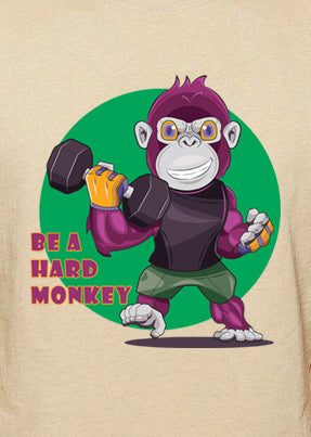 Men's Graphic Printed Premium Cotton Biowash Beige Color T-Shirt - Be a Hard Monkey Graphic Unisex Tee