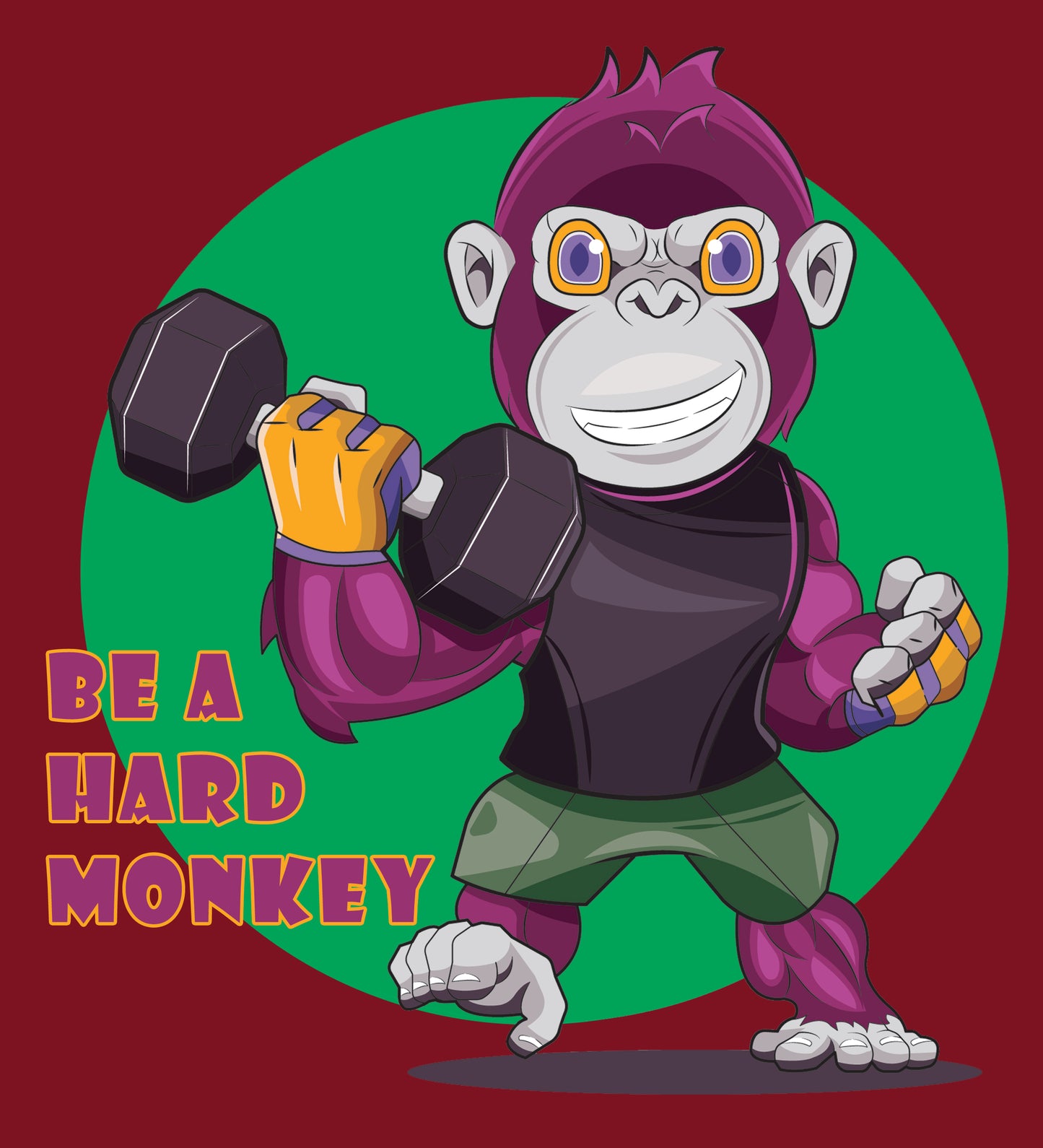 Men's Graphic Printed Premium Cotton Biowash T-Shirt - Be a Hard Monkey Graphic Unisex Tee