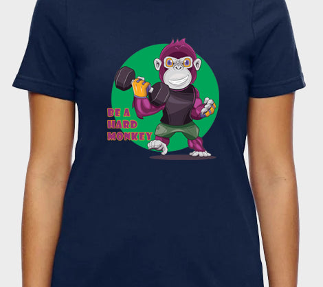 Women's Graphic Printed Premium Cotton Biowash Half Sleeves T-Shirt - Be a Hard Monkey Graphic Unisex Tee