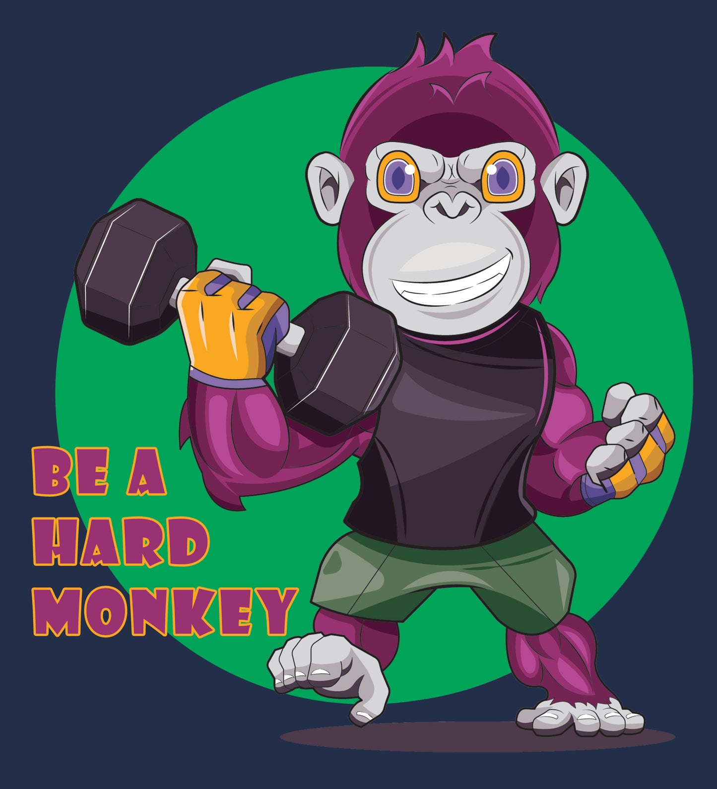 Men's Graphic Printed Premium Cotton Biowash T-Shirt - Be a Hard Monkey Graphic Unisex Tee