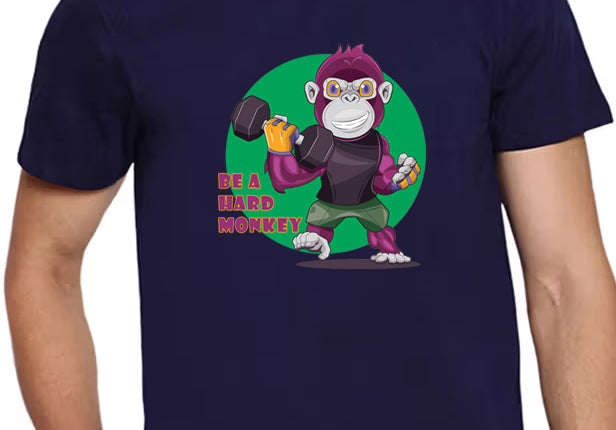 Men's Graphic Printed Premium Cotton Biowash T-Shirt - Be a Hard Monkey Graphic Unisex Tee