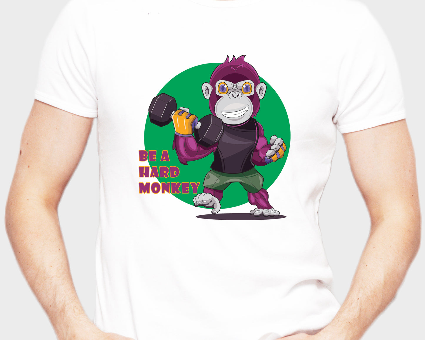 Men's Graphic Printed Premium Cotton Biowash White Color T-Shirt - Be a Hard Monkey Graphic Unisex Tee