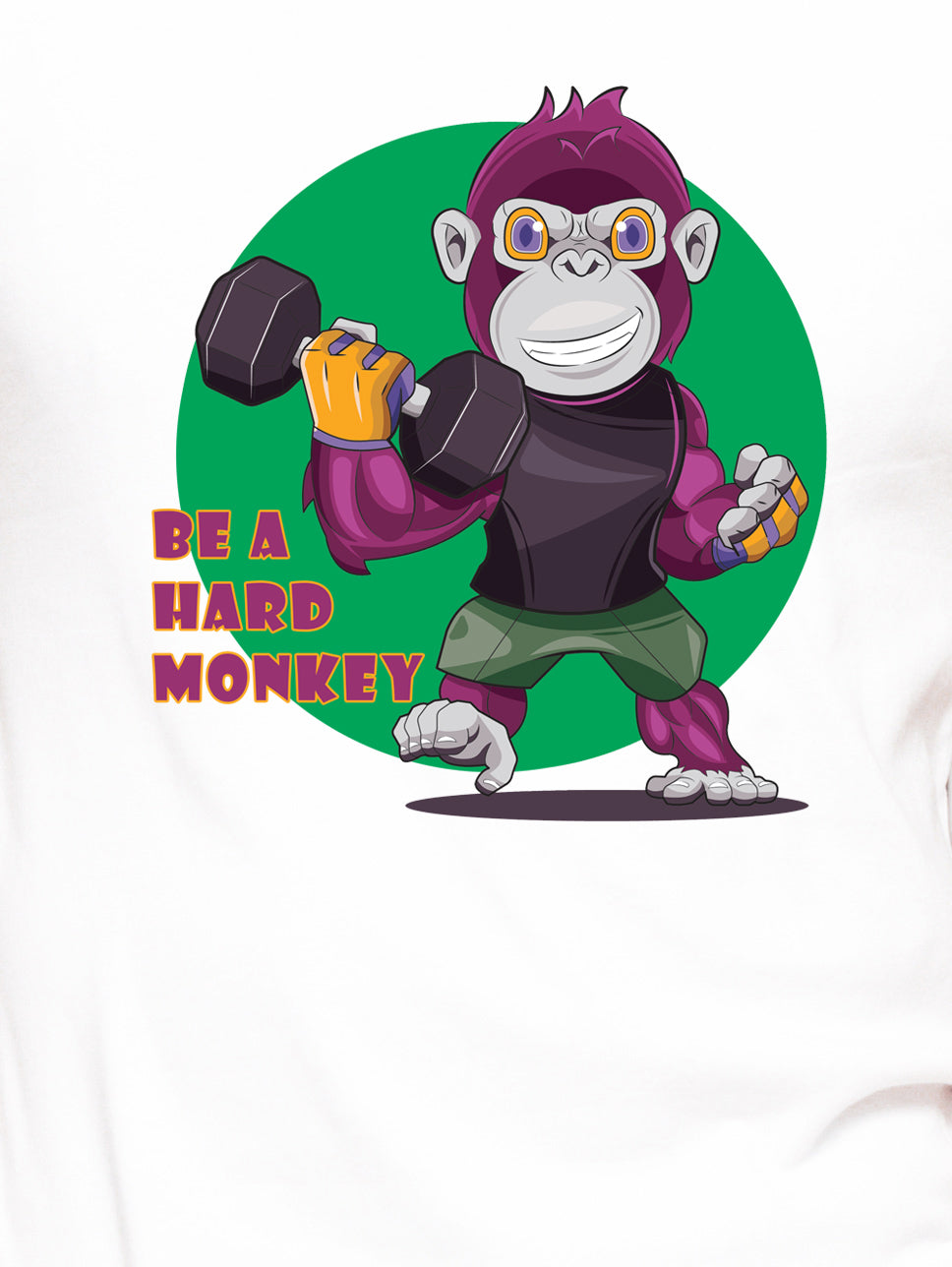 Men's Graphic Printed Premium Cotton Biowash White Color T-Shirt - Be a Hard Monkey Graphic Unisex Tee