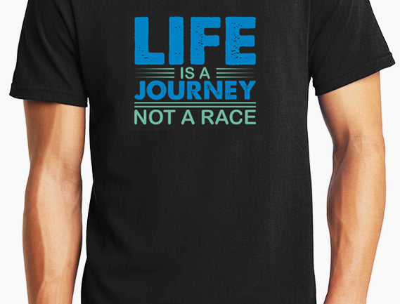 Men's Graphic Printed Premium Cotton Biowash Black T-Shirt - Life is a Journey not a Race typoraphy Unisex Tee