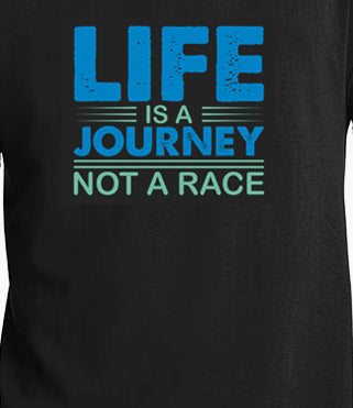 Men's Graphic Printed Premium Cotton Biowash Black T-Shirt - Life is a Journey not a Race typoraphy Unisex Tee