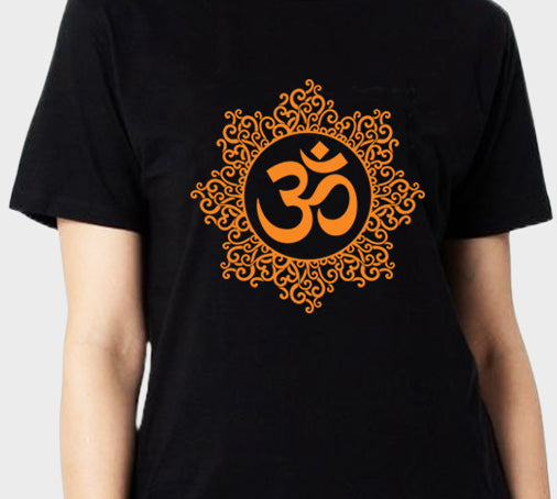 Women's Graphic Printed Premium Cotton Biowash T-Shirt - OM Graphic Spiritual Tee