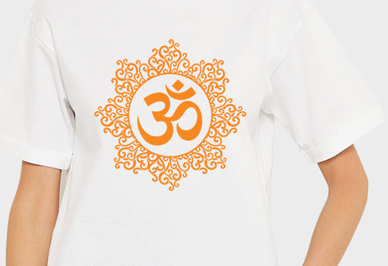 Women's Graphic Printed Premium Cotton Biowash T-Shirt - OM Graphic Spiritual Tee