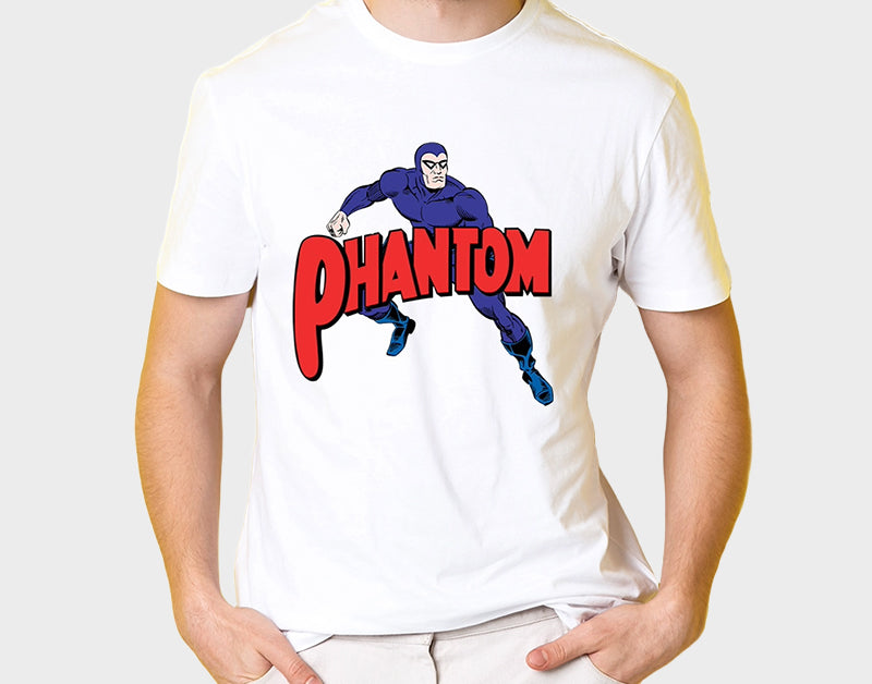 Men's Graphic Printed Premium Cotton Biowash T-Shirt - Regular Fit, Round Neck, Half Sleeves - Phantom Superhero Graphic