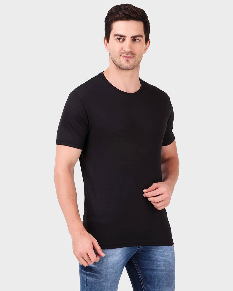 Men's Gym and Sports Plain Black Color T-Shirt