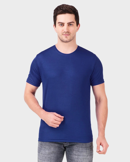 Men's Gym and Sports Plain Navy Blue Color T-Shirt