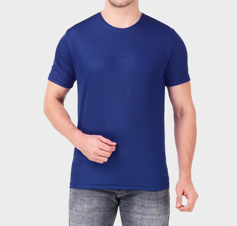 Men's Gym and Sports Plain Navy Blue Color T-Shirt