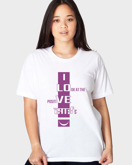 Women's Typography Premium Cotton Biowash White Color T-Shirt - I Love Sai Typography T-Shirt dedicated to Sai Baba Followers