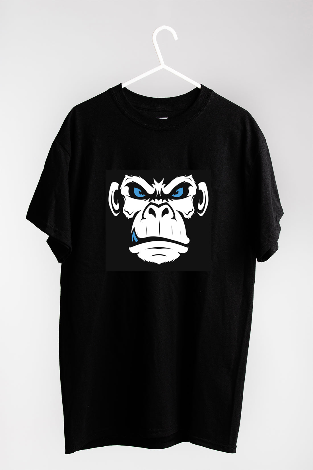 Men's Oversized Black Graphic Printed Premium Cotton Biowash Half Sleeves T-Shirt - Raging Gorilla Face Graphic Unisex Tee