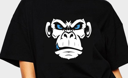 Women's Oversized Black Graphic Printed Premium Cotton Biowash Half Sleeves T-Shirt - Raging Gorilla Face Graphic Unisex Tee