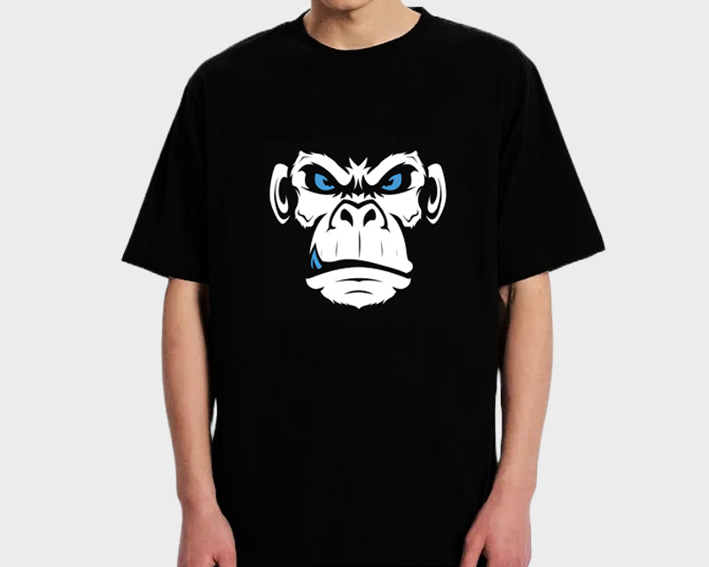 Men's Oversized Black Graphic Printed Premium Cotton Biowash Half Sleeves T-Shirt - Raging Gorilla Face Graphic Unisex Tee