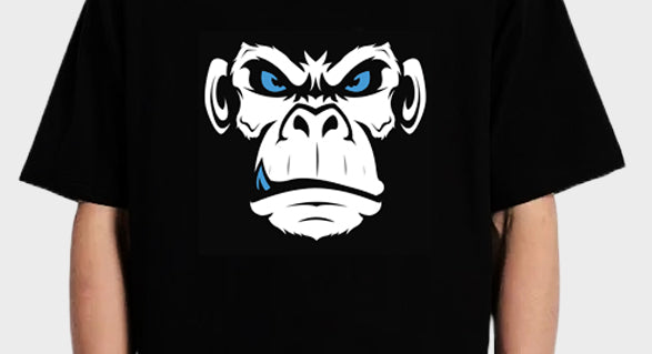 Men's Oversized Black Graphic Printed Premium Cotton Biowash Half Sleeves T-Shirt - Raging Gorilla Face Graphic Unisex Tee