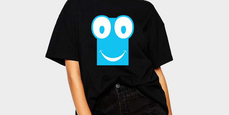 Women's Oversized Graphic Printed Premium Cotton Biowash T-Shirt - Cute Wide-Eyed Smiley face Graphic Unisex Tee