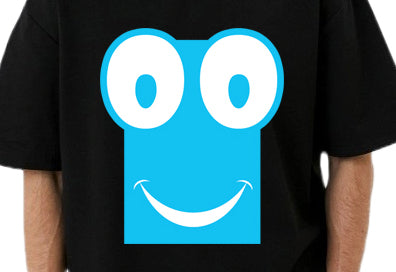 Men's Oversized Graphic Printed Premium Cotton Biowash Half Sleeves T-Shirt - Cute Wide-Eyed Smiley face Graphic T-Shirt