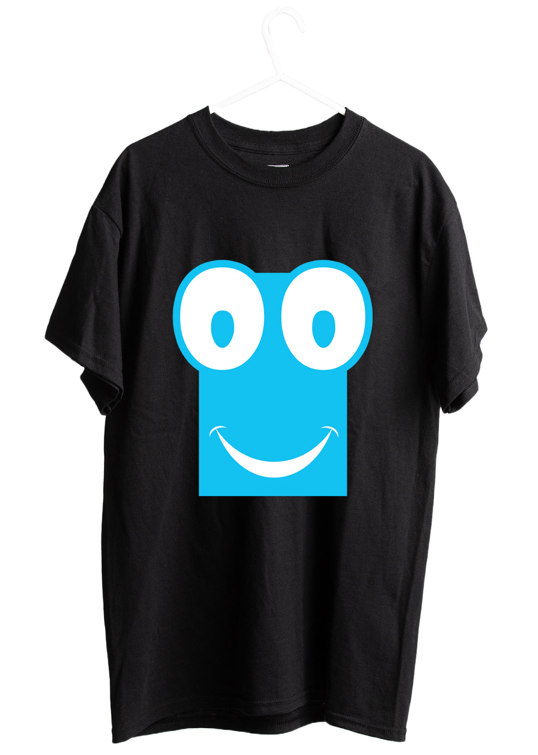 Men's Oversized Graphic Printed Premium Cotton Biowash Half Sleeves T-Shirt - Cute Wide-Eyed Smiley face Graphic T-Shirt