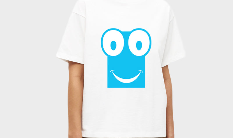 Women's Oversized Graphic Printed Premium Cotton Biowash T-Shirt - Cute Wide-Eyed Smiley face Graphic Unisex Tee