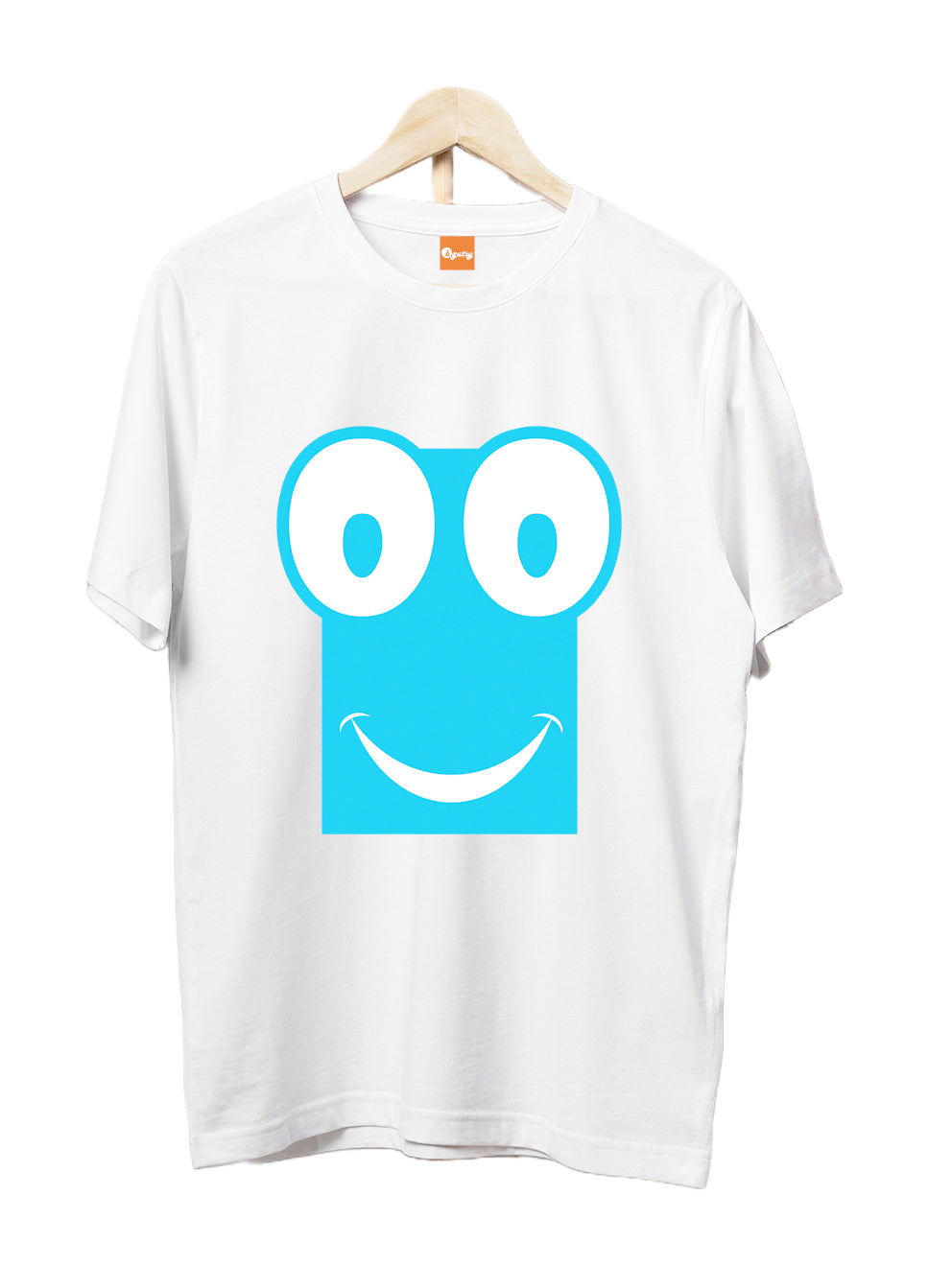 Women's Oversized Graphic Printed Premium Cotton Biowash T-Shirt - Cute Wide-Eyed Smiley face Graphic Unisex Tee