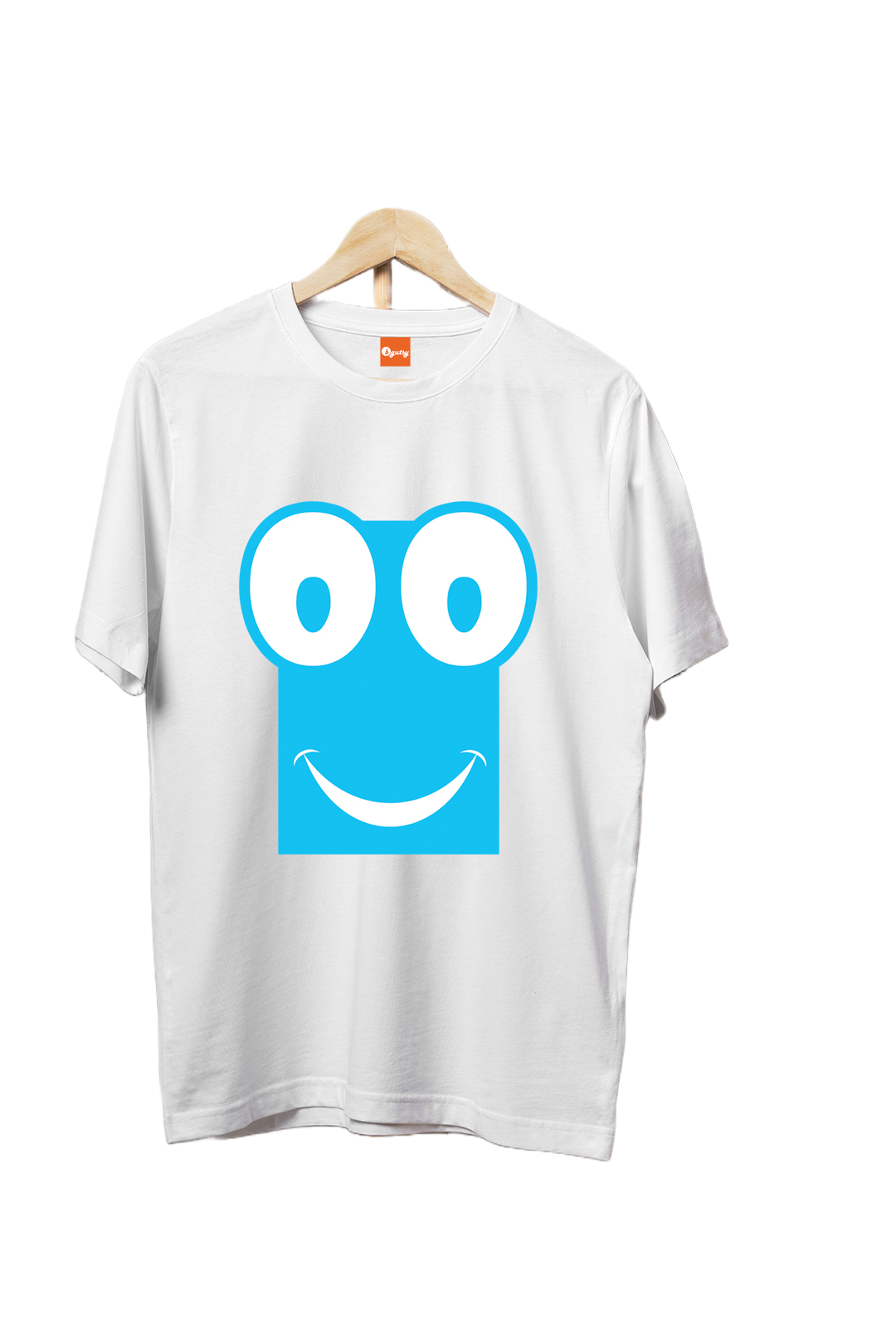 Men's Oversized Graphic Printed Premium Cotton Biowash Half Sleeves T-Shirt - Cute Wide-Eyed Smiley face Graphic T-Shirt