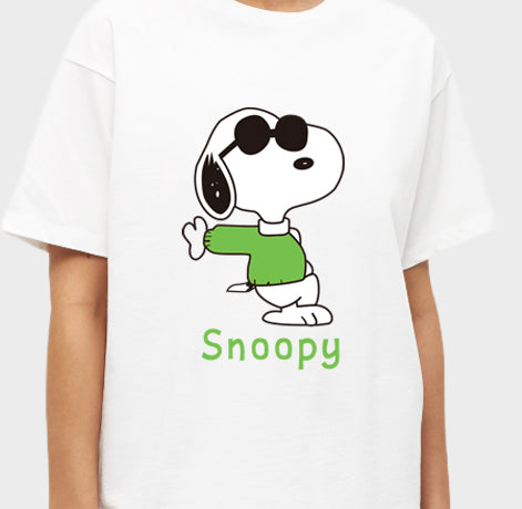 Women's Oversized Graphic Printed Premium Cotton Biowash Half Sleeves T-Shirt - Cool Snoopy Standing Graphic Unisex Tee