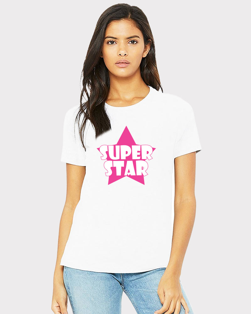 Women's Graphic Printed Premium Cotton White Color T-Shirt - Superstar Graphic Unisex Tee